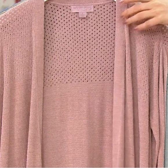 Barefoot Dreams CozyChic Ultra Lite Open Stich Long Cardi - Sz L - Picture 14 of 15